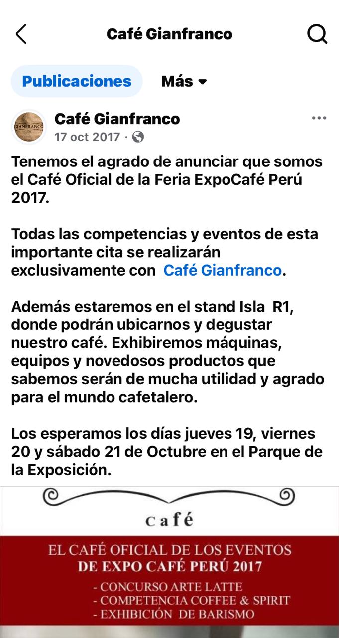Café Gianfranco como café oficial de la feria
